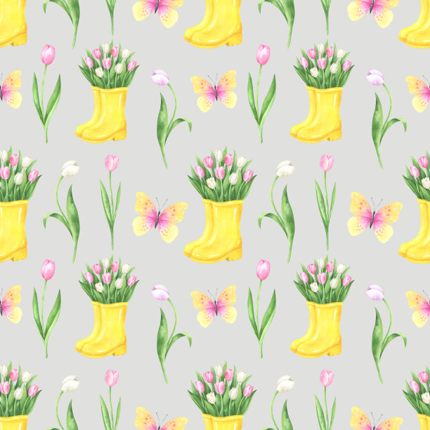 春季黄色胶靴图案图片下载