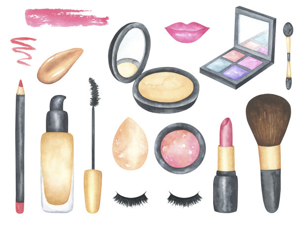水彩化妆品插图集图片下载