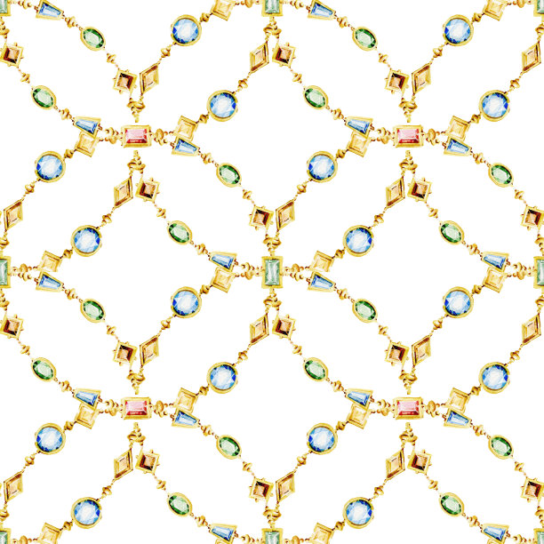 水彩珠宝链无缝图案。图片下载