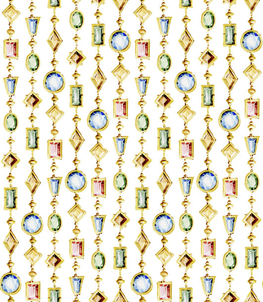 水彩珠宝链无缝图案。图片下载