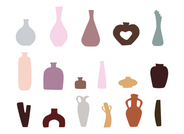 抽象花瓶手绘矢量轮廓EPS图片下载