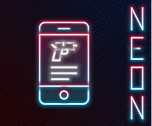 发光的霓虹灯线狩猎店与步枪和枪图片下载