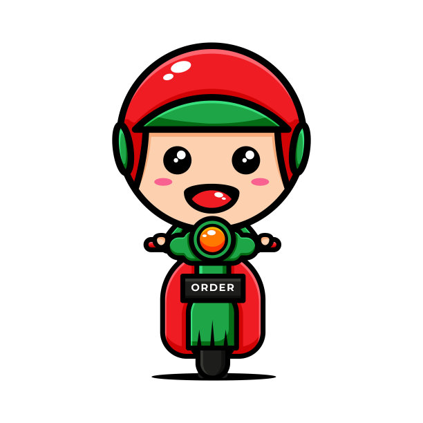 可爱的信使人物设计主题骑摩托车图片下载