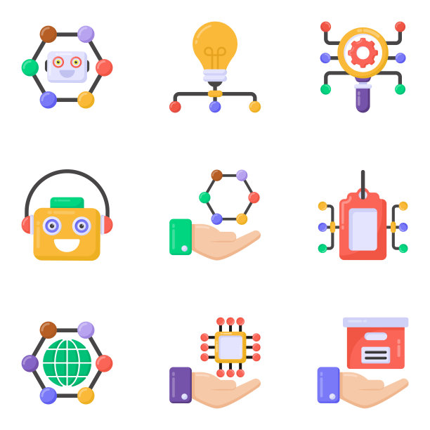 网络和技术平面图标集图片下载