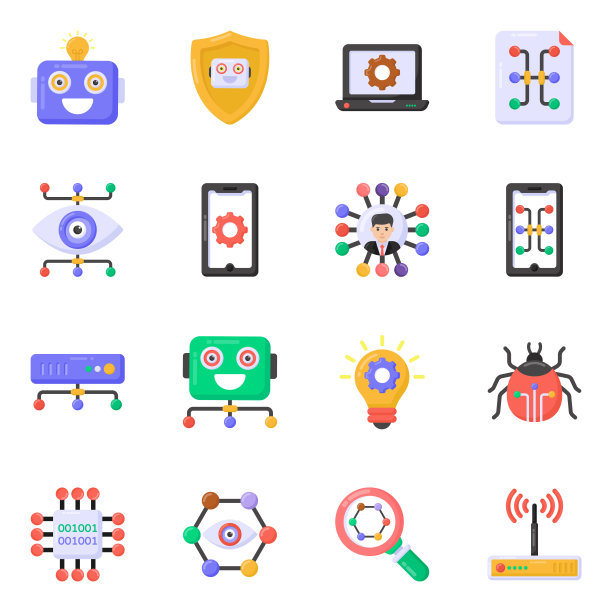 Ai技术平面图标集图片下载