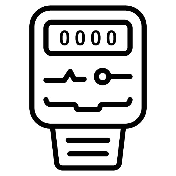 家用电能表概念，白色背景上的透明塑料外壳电动装置，连续测量瞬时电压和安培来计算能量。图片下载