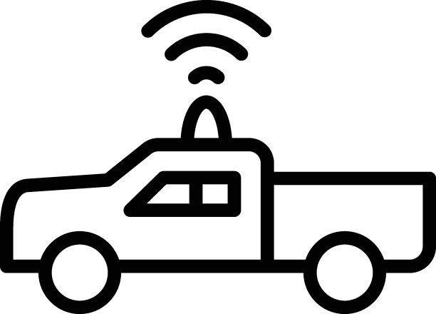 自动驾驶卡车概念矢量图标设计，自动驾驶车辆符号，Robo汽车标志，自动驾驶系统股票插图图片下载