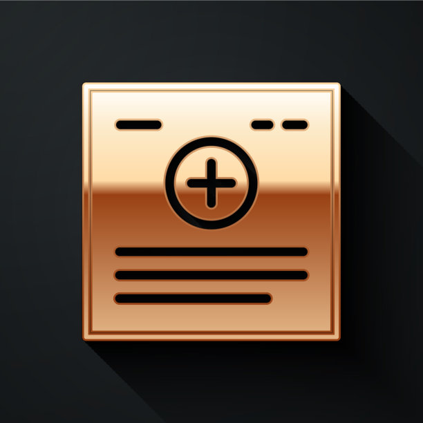 带有临床记录图标的黄金医疗剪贴板图片下载