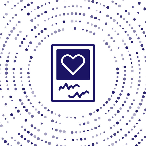 蓝色空白相框和心形图标孤立图片下载