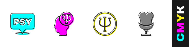 设置心理psi和扶手椅图标图片下载