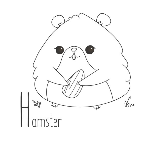 字母表字母动物儿童插图素描仓鼠图片下载