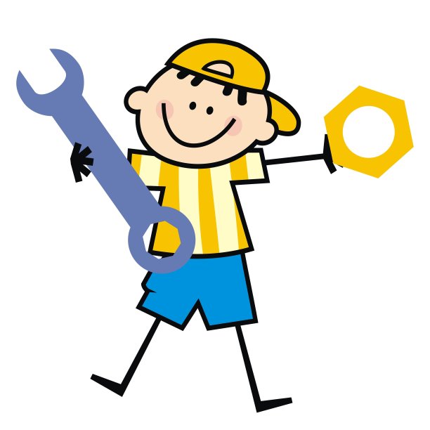 男孩和扳手螺母，工具，eps。图片下载