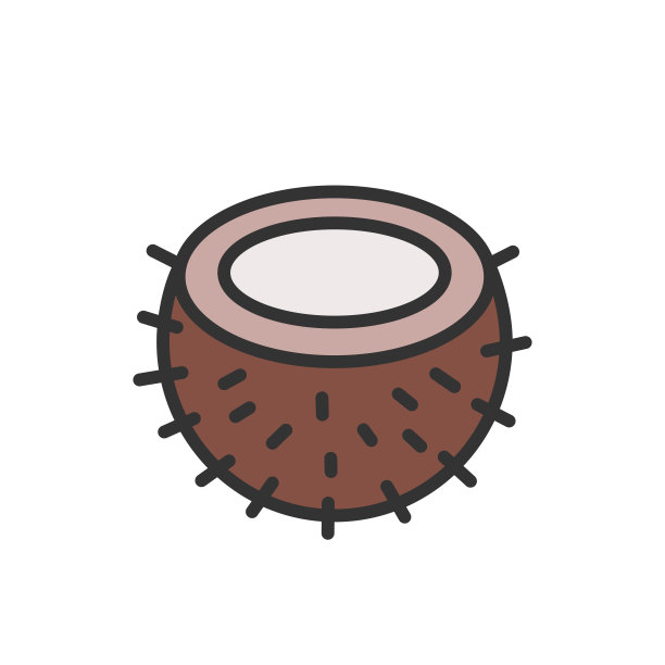 椰子轮廓图标。颜色矢量图标。图片下载