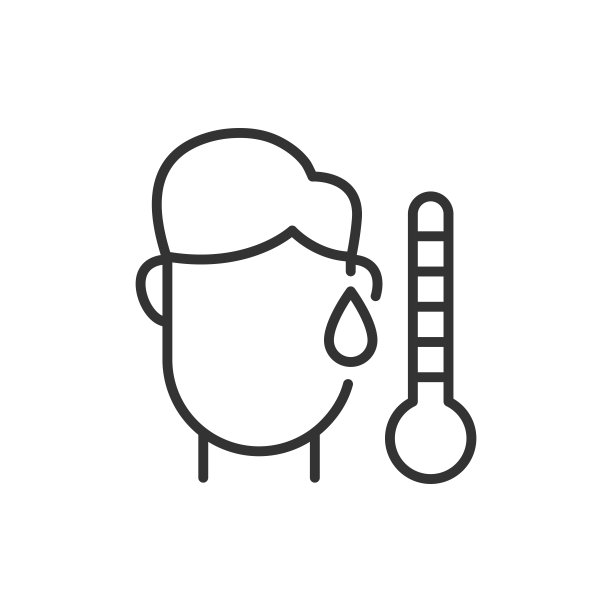 人体温过高或发热。轮廓图标。矢量插图。图片下载