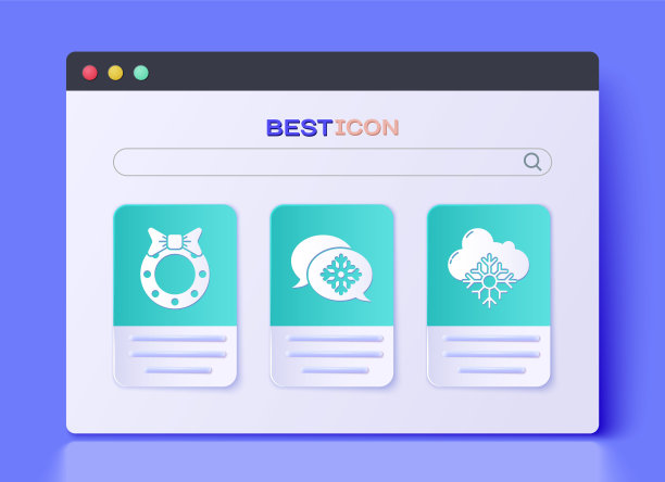 设置雪花气泡，圣诞花环和云与雪图标。向量图片下载