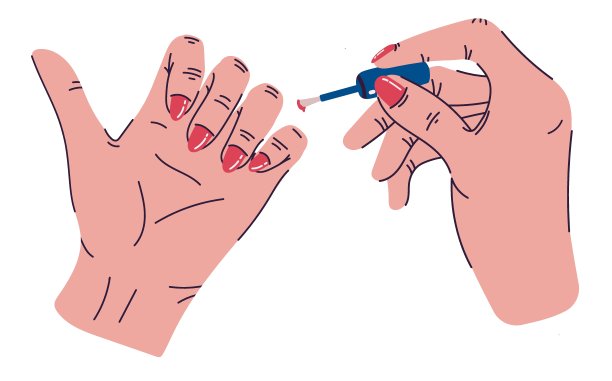 女性的手在做美甲。红色的指甲油。矢量插图。图片下载