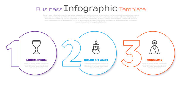 摆好酒杯，点燃的蜡烛和耶稣基督。业务信息模板。向量图片下载