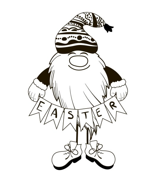 复活节人物在涂鸦风格，可爱的侏儒拿着花环，它说复活节图片下载