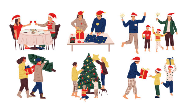 圣诞庆祝的场景是孩子和大人图片下载