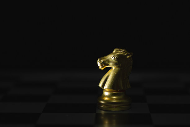 马棋棋子对战，金马棋在棋盘上。商业领袖的概念。图片下载