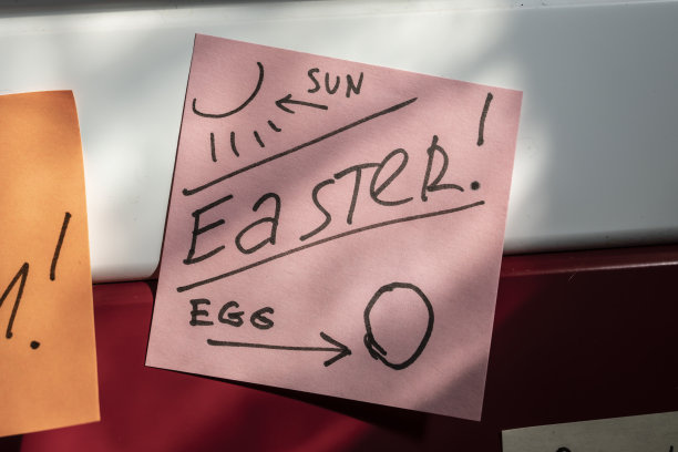 复活节快乐，在纸贴纸上画画和写字图片下载