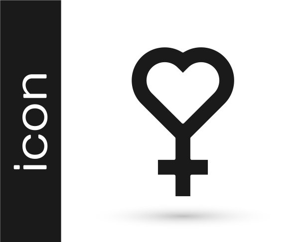 黑人女性的性别符号图标孤立在白人图片下载