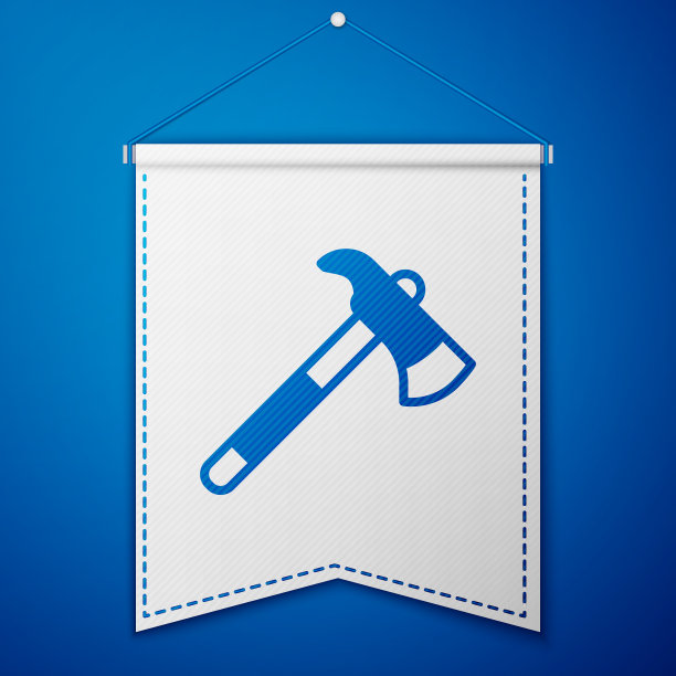 蓝色消防员斧头图标孤立在蓝色图片下载