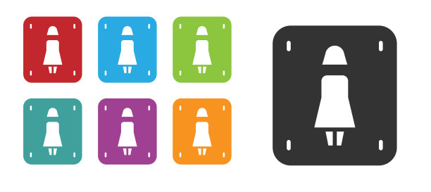 黑人女性厕所图标孤立在白色上图片下载