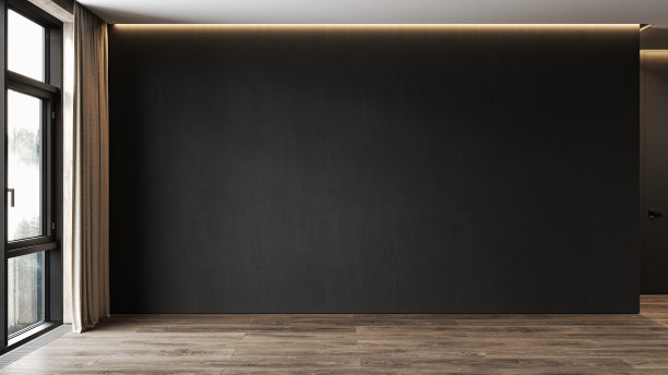 现代黑色极简主义室内空白墙。3d渲染插图模拟。图片下载