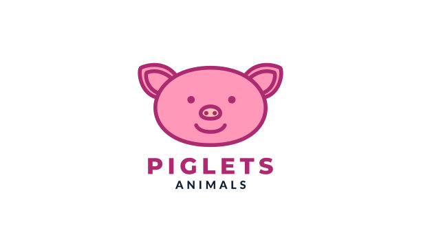 小猪或猪头笑脸可爱的卡通标志图片下载