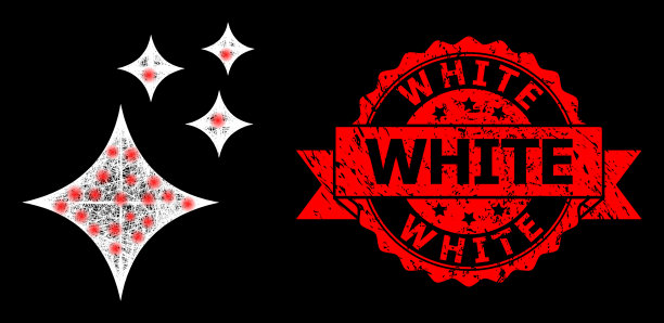 纹理白色邮票印章和明亮的多边形网图片下载