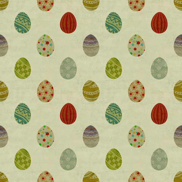 复活节彩蛋无缝图案背景插图(浅米色)图片下载