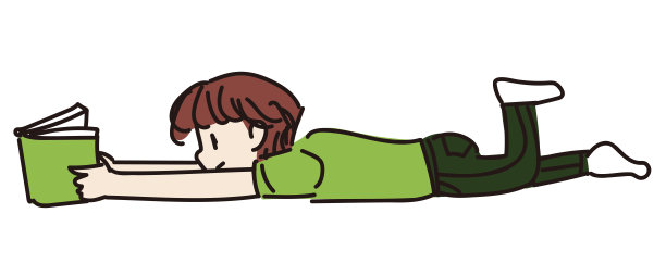 插图一个男孩躺着看书图片下载