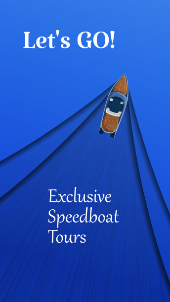 蓝色背景的快艇观光传单图片下载
