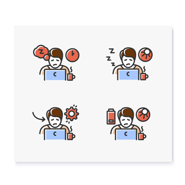 睡眠障碍彩色图标合集图片下载
