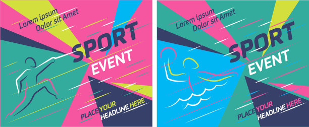 夏季体育图标集孤立的剪影图片下载