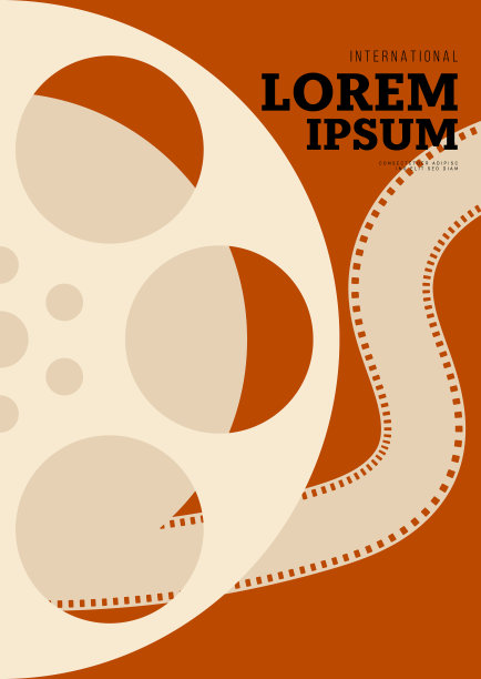 电影和电影海报设计模板背景与复古电影卷轴图片下载