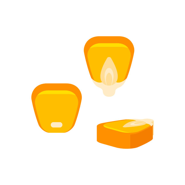 玉米种子矢量卡通平面插图孤立在白色的背景。粒粒堆集图片下载