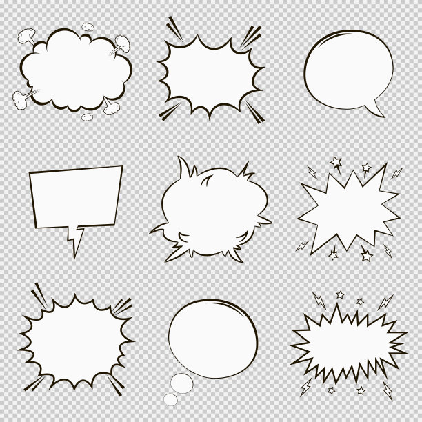 喜剧演讲气泡设置。波普艺术风格的卡通空对话元素。向量图片下载