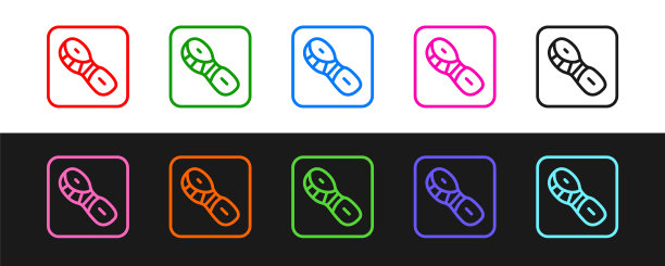 人脚印鞋图标隔离在黑白背景上。鞋鞋底。向量图片下载