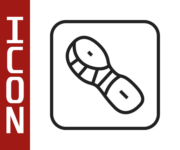 黑线人类脚印鞋图标孤立在白色背景上。鞋鞋底。向量图片下载