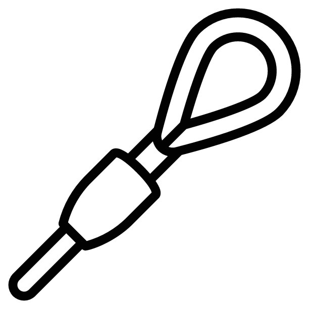 采购产品电缆顶针向量蓝色图标设计，白色背景上的金属线紧固设备，工业钩符号图片下载