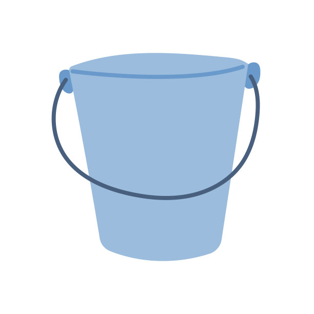 白色背景上的平底金属桶。矢量简单说明，图标图片下载