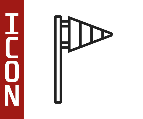 黑线高尔夫旗帜图标孤立在白色背景。高尔夫球器材或配件向量图片下载