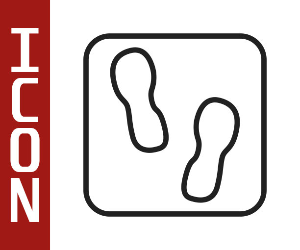 黑线人类脚印鞋图标孤立在白色背景上。鞋鞋底。向量图片下载