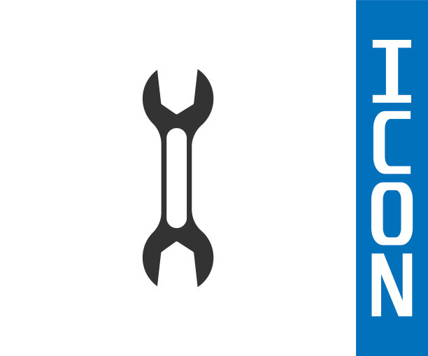 灰色扳手图标隔离在白色背景。向量图片下载