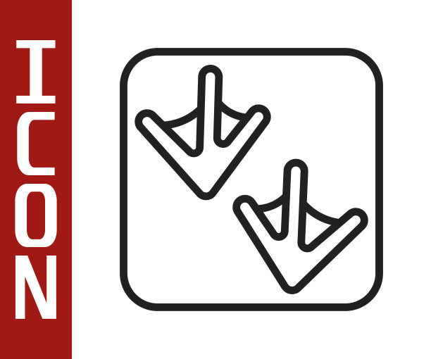 黑色线鹅爪脚印图标孤立在白色背景。向量图片下载