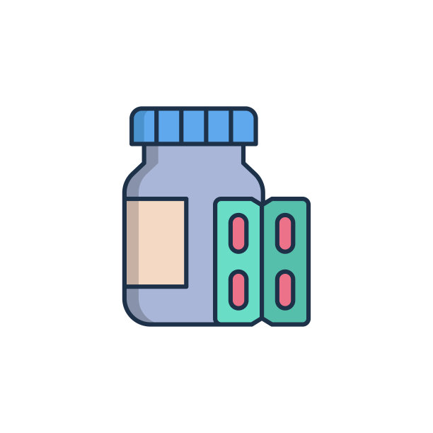 药瓶和药丸的图标孤立在白色的背景。瓶药丸的迹象。药店的设计。设置图标彩色的方形按钮。矢量图图片下载