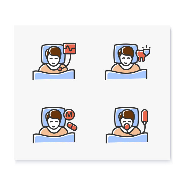 睡眠障碍彩色图标集图片下载