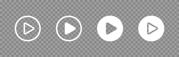 白色的播放按钮在透明的背景。网络图标集。向量图片下载